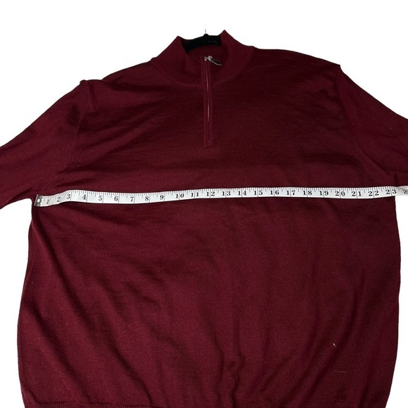 Burgundy 1/4 Zip Sweater Mens Size XL 50% Wool 50% Acrylic Italy BY Linea Rosso - Picture 4 of 7